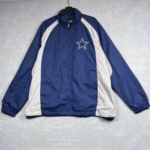 Dallas Cowboys Jacket Mens XXL Navy NFL Full Zip Collar Navy & Tan Light Weight